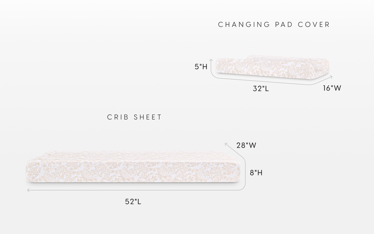 Crib sheet and changing pad cover set tan floral dimensions image