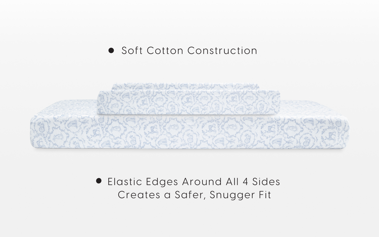 Crib sheet and changing pad cover set woodland blue specifications image