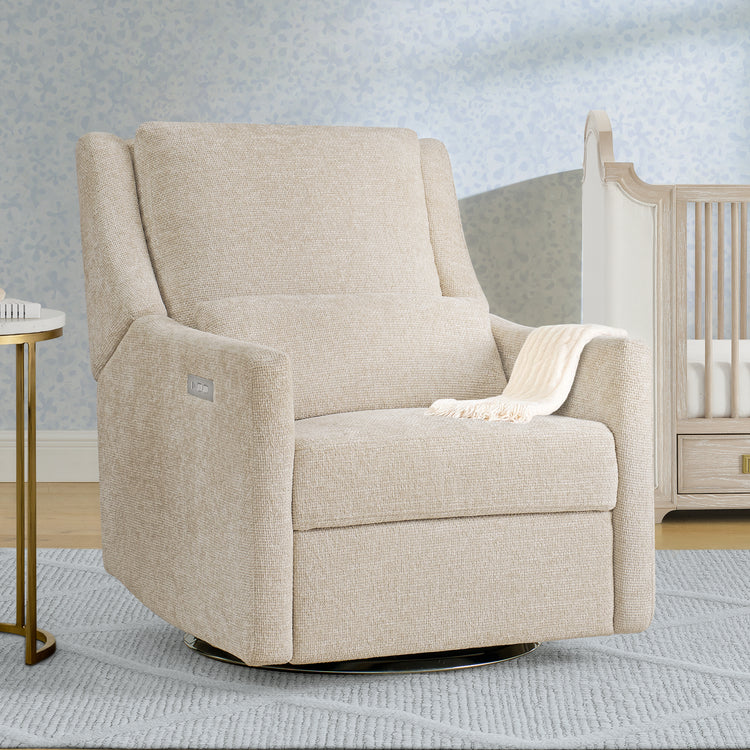 Seoul Power Recliner with USB-C Charging Ports, Nightlight & Lumbar Pillow - Sand - Media 44058626785572