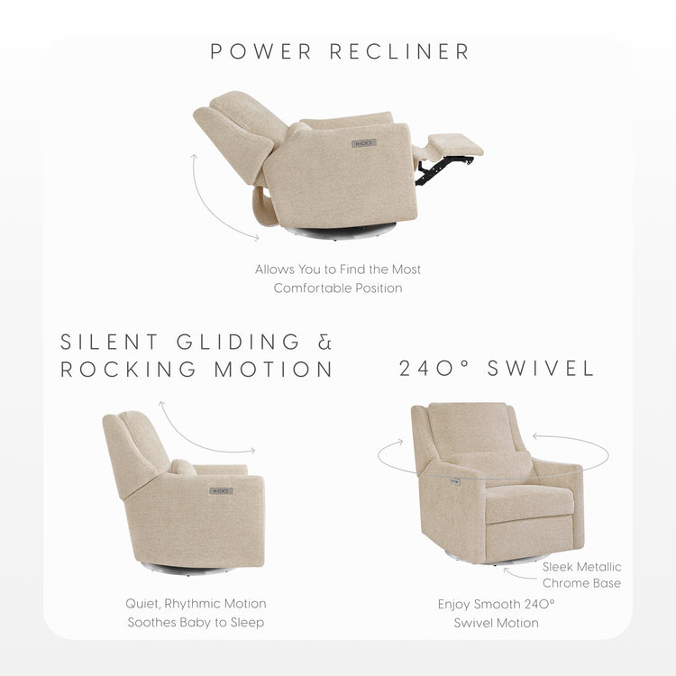 Seoul Power Recliner with USB-C Charging Ports, Nightlight & Lumbar Pillow - Sand - Media 44036770758948
