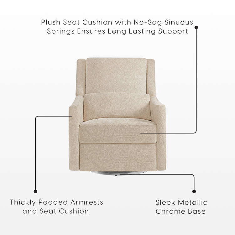 Seoul Power Recliner with USB-C Charging Ports, Nightlight & Lumbar Pillow - Sand - Media 44036770791716