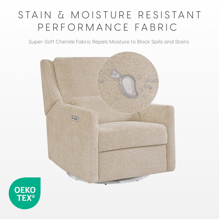 Seoul Power Recliner with USB-C Charging Ports, Nightlight & Lumbar Pillow - Sand - Media 44444787114276