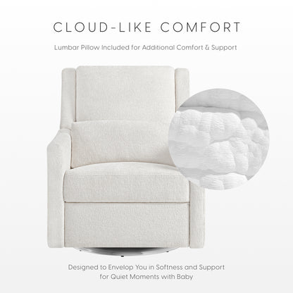 Seoul Power Recliner with USB-C Charging Ports, Nightlight & Lumbar Pillow - Snow - Media 44036744610084