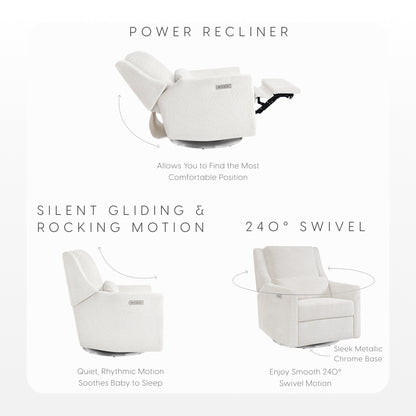 Seoul Power Recliner with USB-C Charging Ports, Nightlight & Lumbar Pillow - Snow - Media 44036744642852