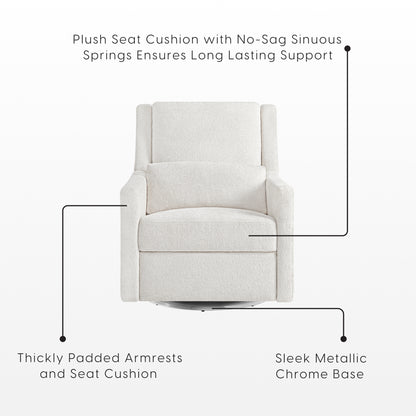 Seoul Power Recliner with USB-C Charging Ports, Nightlight & Lumbar Pillow - Snow - Media 44036744675620