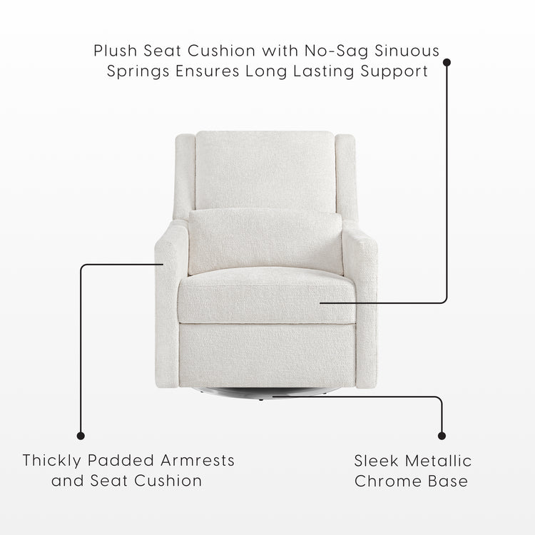 Seoul Power Recliner with USB-C Charging Ports, Nightlight & Lumbar Pillow - Snow - Media 44036744675620