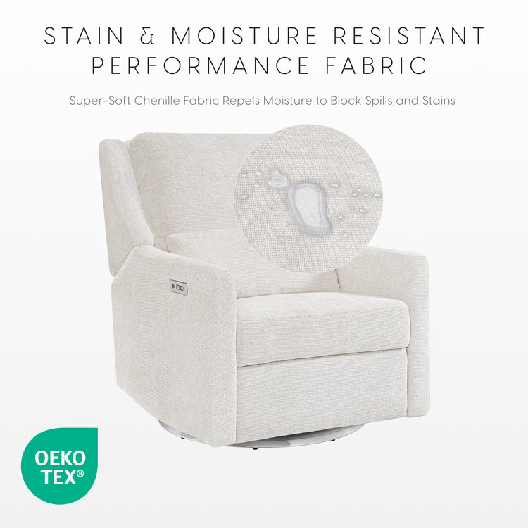 Seoul Power Recliner with USB-C Charging Ports, Nightlight & Lumbar Pillow - Snow - Media 44444788883748