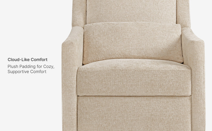 Beige armchair with plush padding on a white background