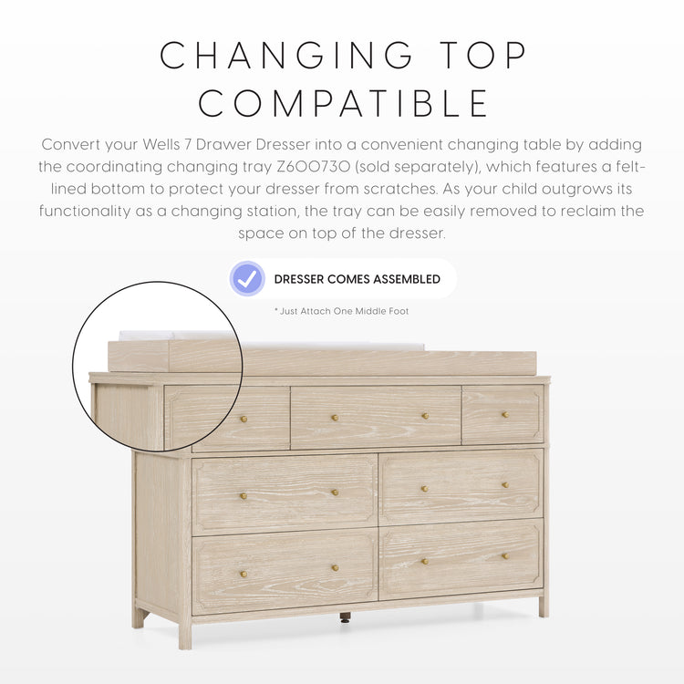 Wells 7 Drawer Dresser - Whitewash Ash - Media 45400995561764