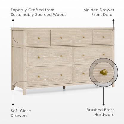 Wells 7 Drawer Dresser - Whitewash Ash - Media 45400995463460