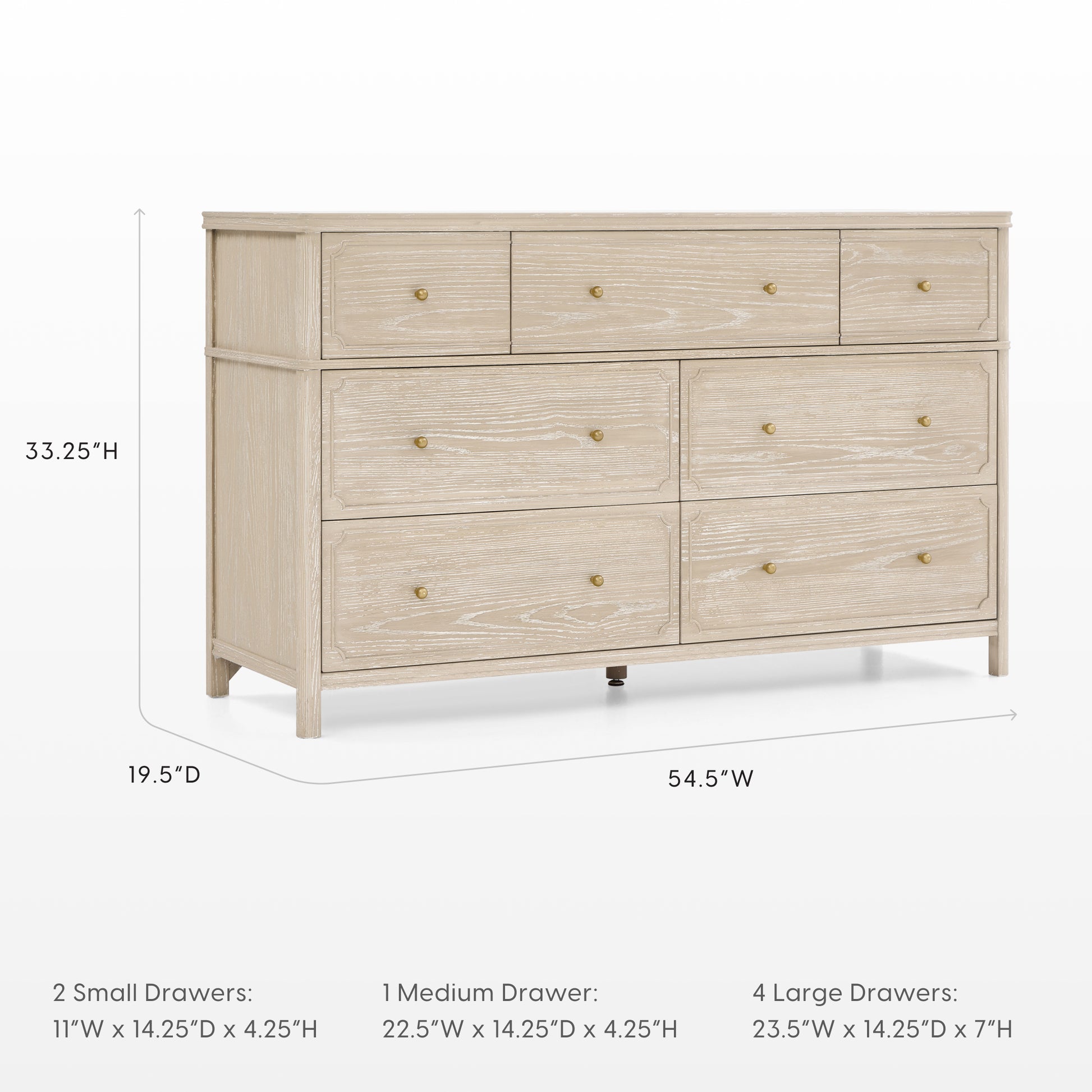 Wells 7 Drawer Dresser - Whitewash Ash - Product image 8