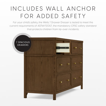 Wells 7 Drawer Dresser - Deep Brown Ash - Media 45400995299620