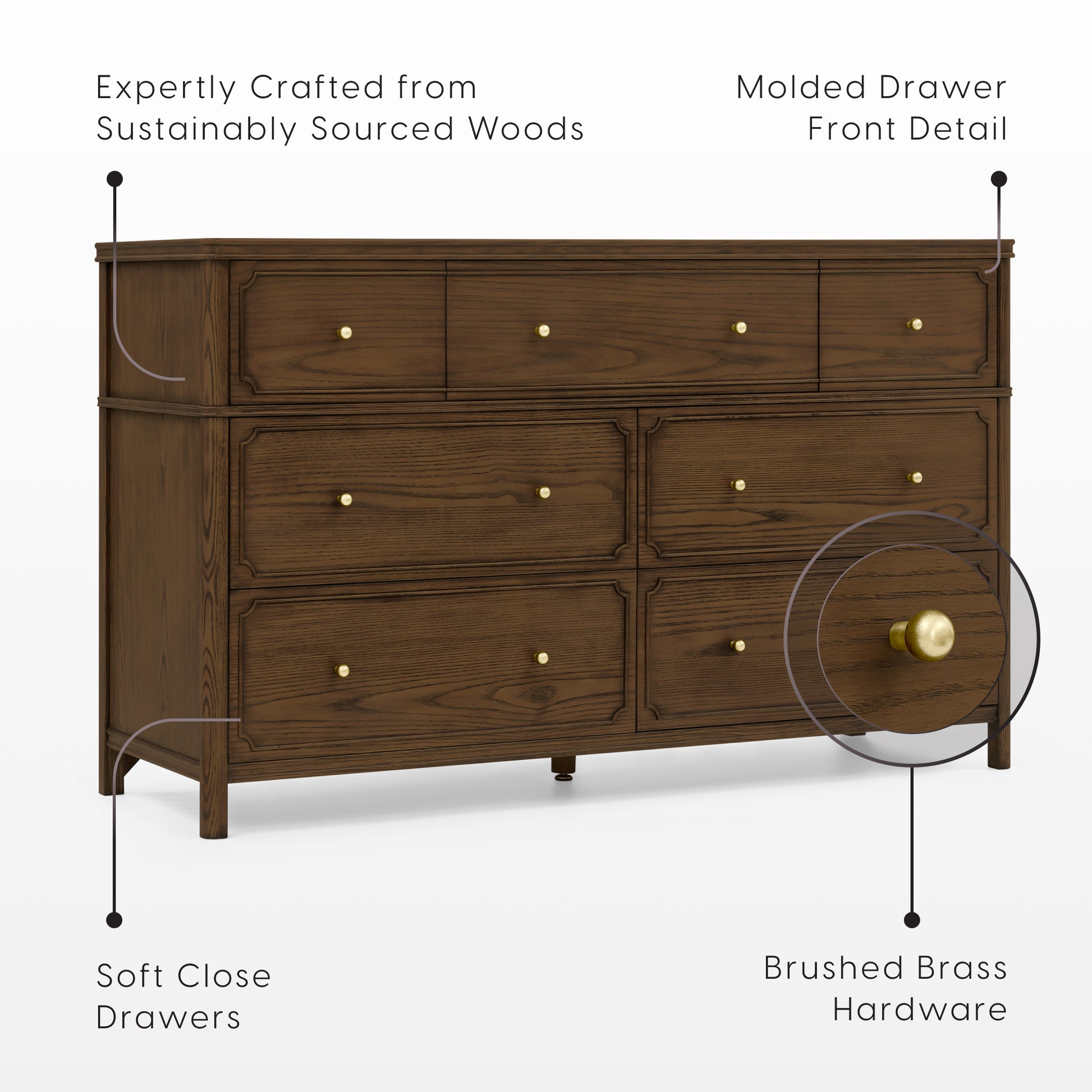 Wells 7 Drawer Dresser - Deep Brown Ash - Product image 19