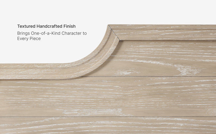 Close-up of a textured handcrafted wooden surface with a white background.