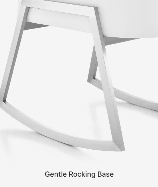 Close-up of a rocking chair base with 'Gentle Rocking Base' text.
