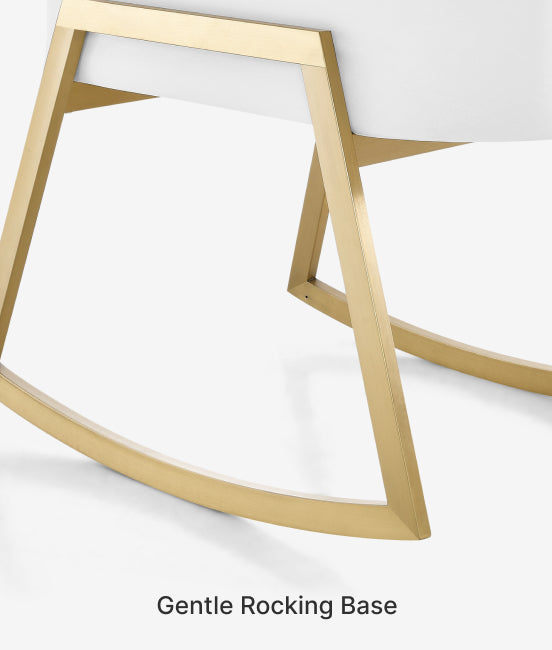 Gold rocking chair base on a white background