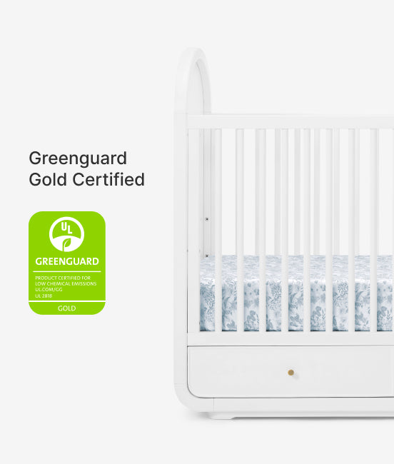 Air filter with Greenguard Gold certification label on a white background