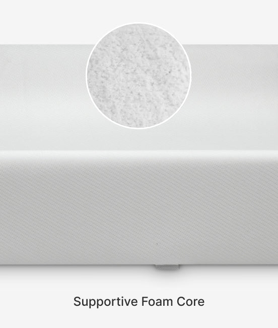 Mattress with supportive foam core detail on a white background