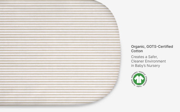 Organic, GOTS-Certified Cotton mat with text on a white background