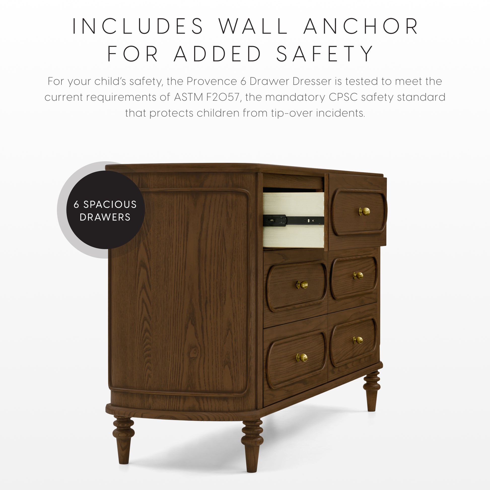 Provence 6 Drawer Dresser - Deep Brown Ash - Product image 19