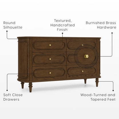 Provence 6 Drawer Dresser - Deep Brown Ash - Media 45472592986404