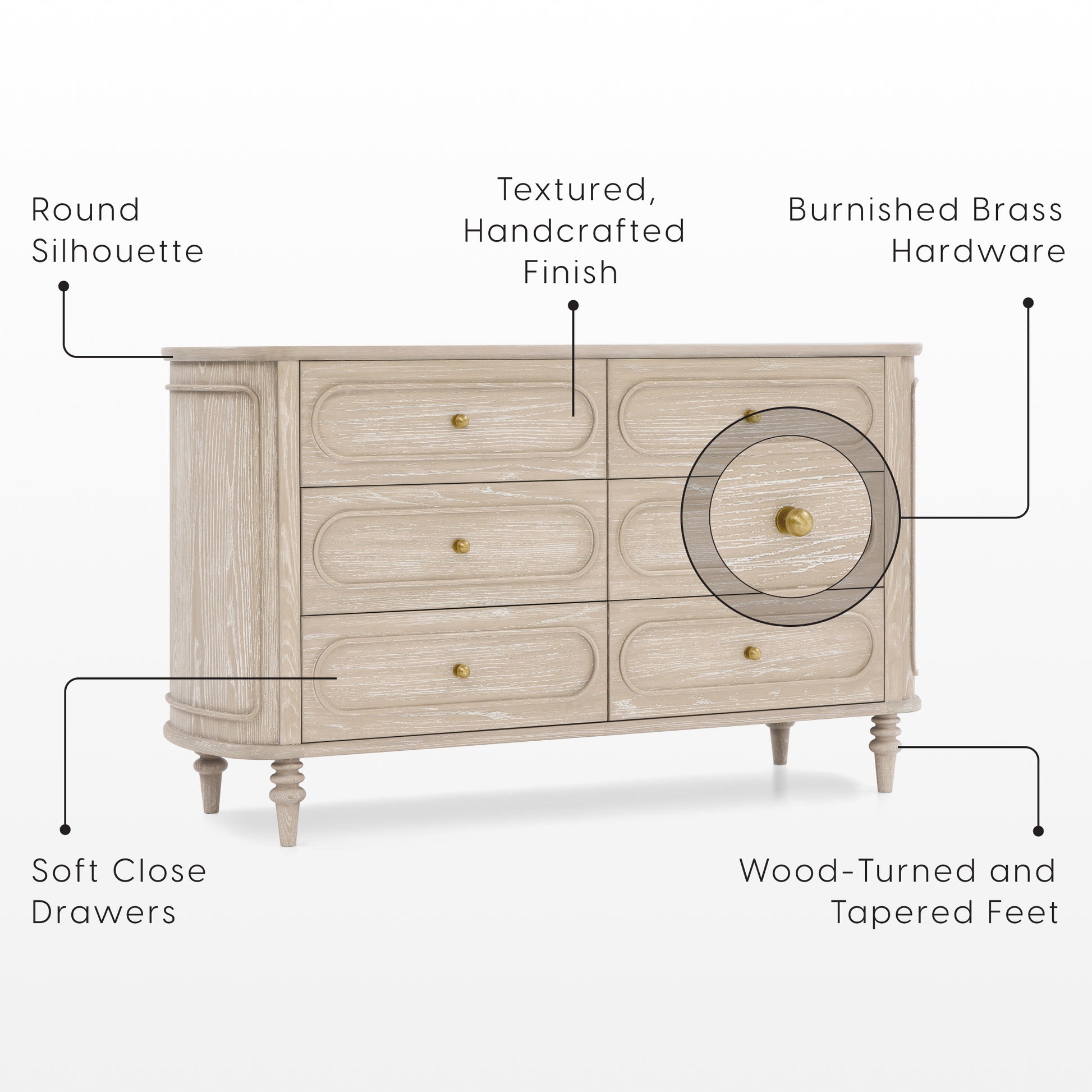 Provence 6 Drawer Dresser - Whitewash Ash - Product image 8