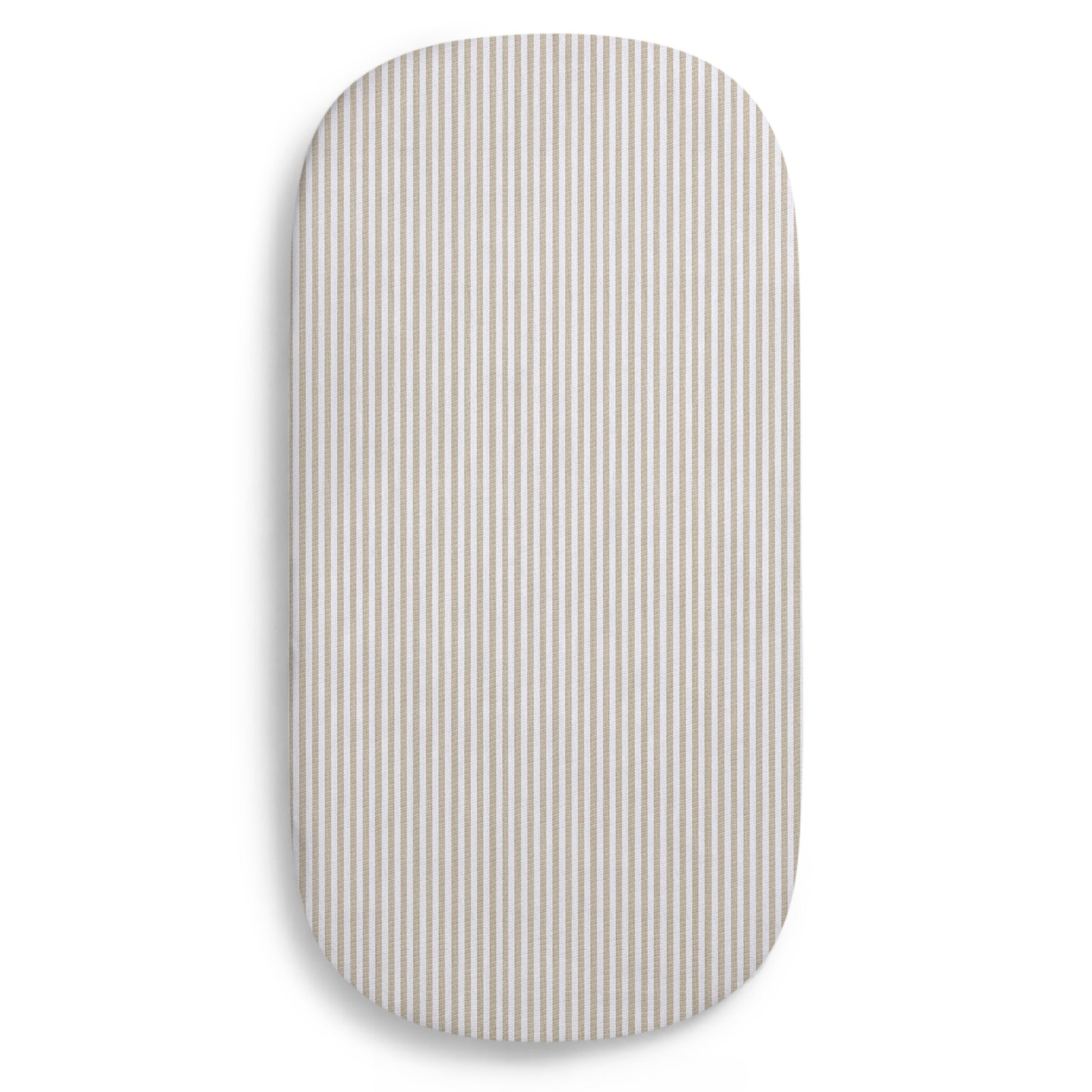 Oval Organic Jersey Cotton Crib Sheet and Changing Pad Cover Set - Tan Stripe - Product image 14