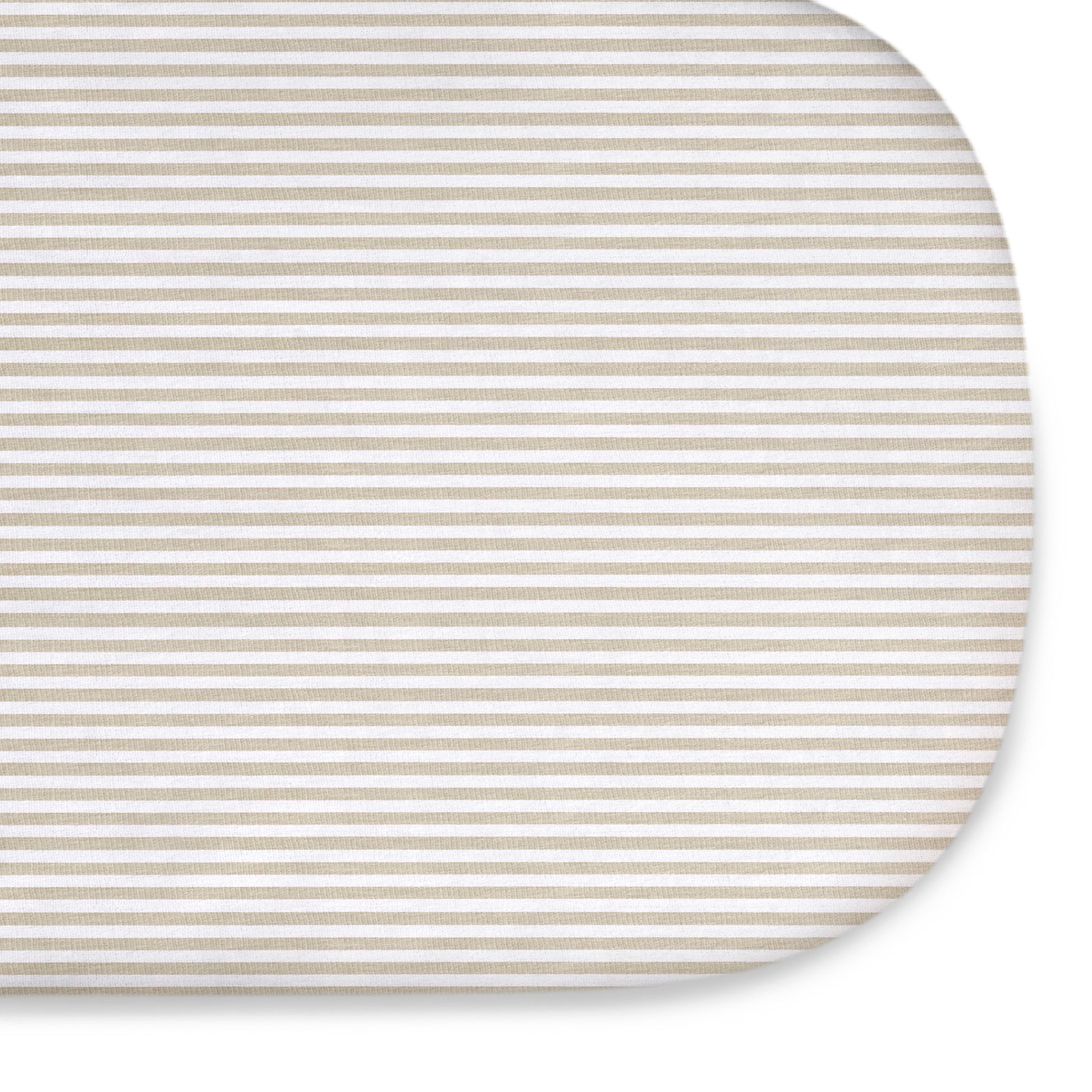 Oval Organic Jersey Cotton Crib Sheet and Changing Pad Cover Set - Tan Stripe - Product image 11