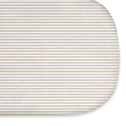 Oval Organic Jersey Cotton Crib Sheet and Changing Pad Cover Set - Tan Stripe - Media 45401062670628