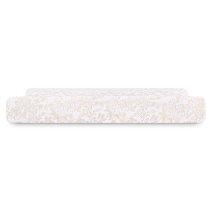 Oval Organic Jersey Cotton Crib Sheet and Changing Pad Cover Set - Tan Floral - Media 45401056575780
