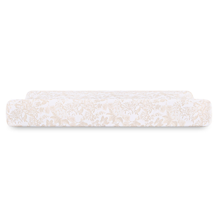 Oval Organic Jersey Cotton Crib Sheet and Changing Pad Cover Set - Tan Floral - Media 45401056575780