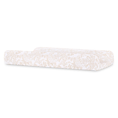 Oval Organic Jersey Cotton Crib Sheet and Changing Pad Cover Set - Tan Floral - Media 45401056608548