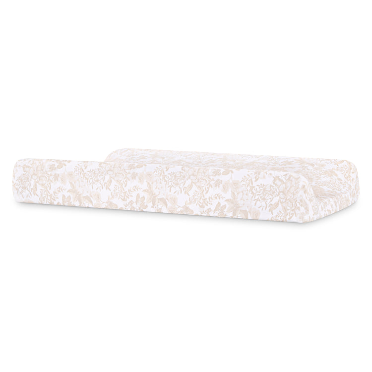 Oval Organic Jersey Cotton Crib Sheet and Changing Pad Cover Set - Tan Floral - Media 45401056608548