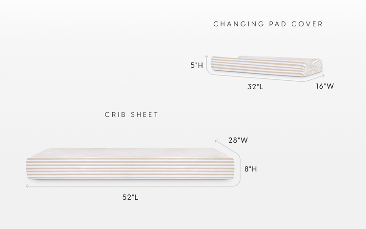 Crib sheet and changing pad cover set tan stripes dimensions image