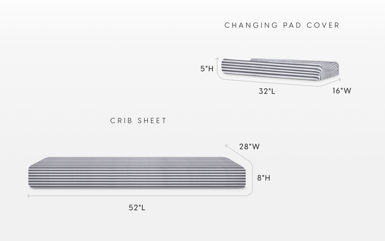 Crib sheet and changing pad cover set grey stripes dimensions image