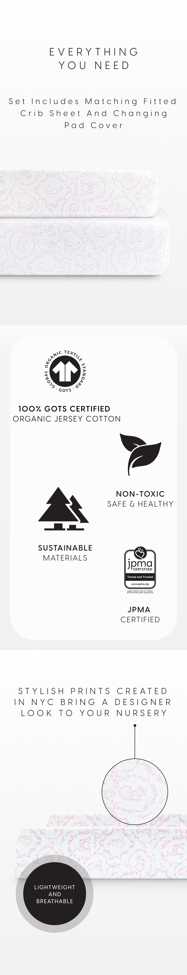 Woodland Organic Jersey Cotton Crib Sheet and Changing Pad Cover Set Products Bellini