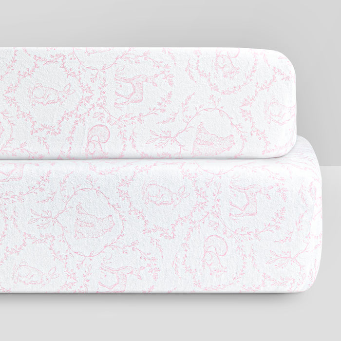 Woodland Organic Jersey Cotton Crib Sheet and Changing Pad Cover Set - 