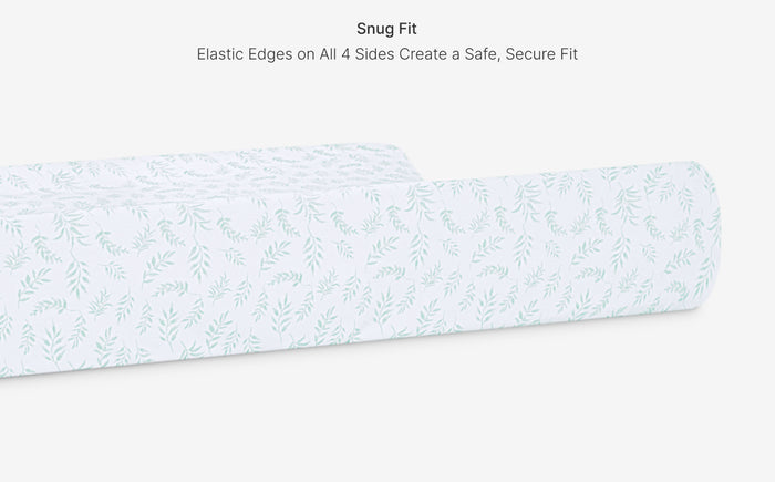 Fitted sheet with elastic edges on a white background