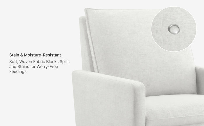 White woven fabric with a close-up of a fabric roll on a white background
