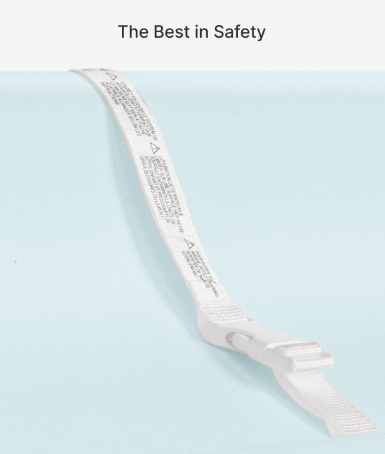 White medical device with text on a light blue background, featuring the text 'The Best in Safety'.