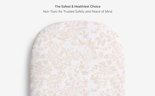 Product with a speckled pattern on a light gray background, featuring text about safety and health.