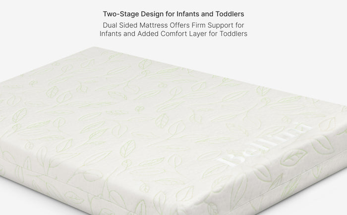 White mattress with green leaf pattern on a white background