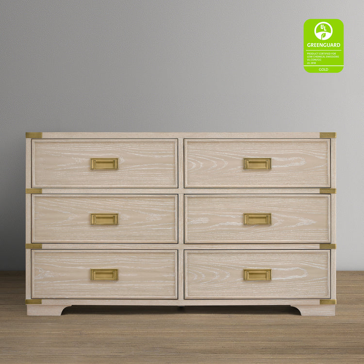 Paris 6 Drawer Dresser - Whitewash Ash - Media 45247729107236