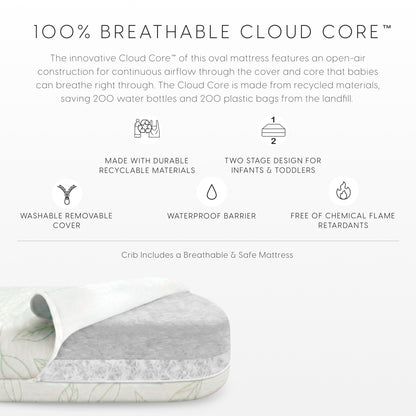 Provence 4-in-1 Oval Convertible Crib & Breathable Luxury Mattress - Whitewash Ash - Media 45485904625956