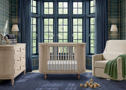 Provence 4-in-1 Oval Convertible Crib & Breathable Luxury Mattress - Whitewash Ash - Media 45450242064676