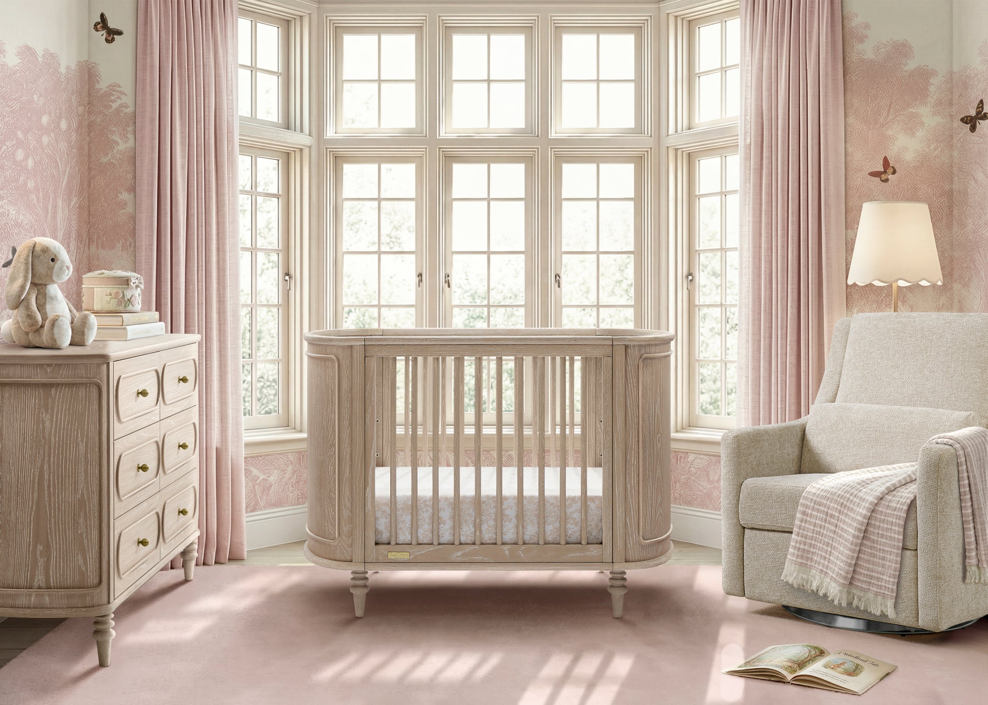 Provence 4-in-1 Oval Convertible Crib & Breathable Luxury Mattress - Whitewash Ash - Product image 2