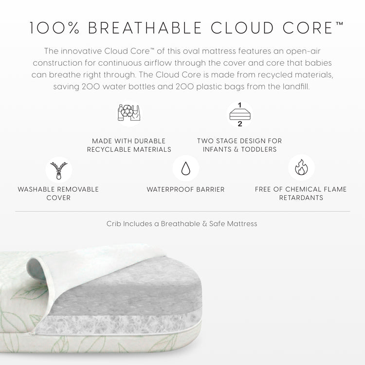 Provence 4-in-1 Oval Convertible Crib & Breathable Luxury Mattress - Deep Brown Ash - Media 45485880246564