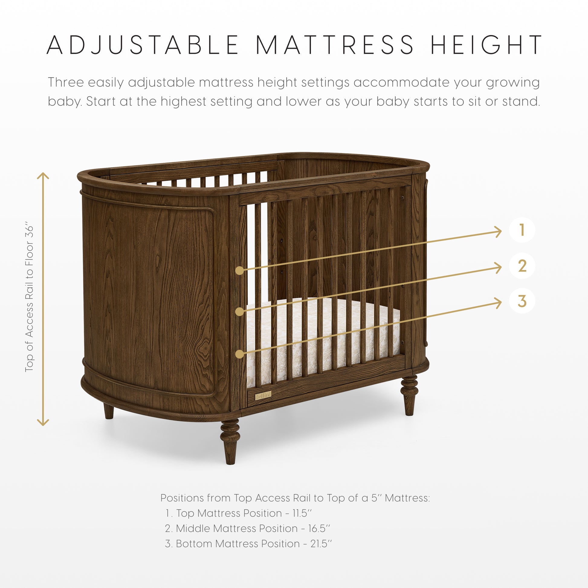 Provence 4-in-1 Oval Convertible Crib & Breathable Luxury Mattress - Deep Brown Ash - Product image 22