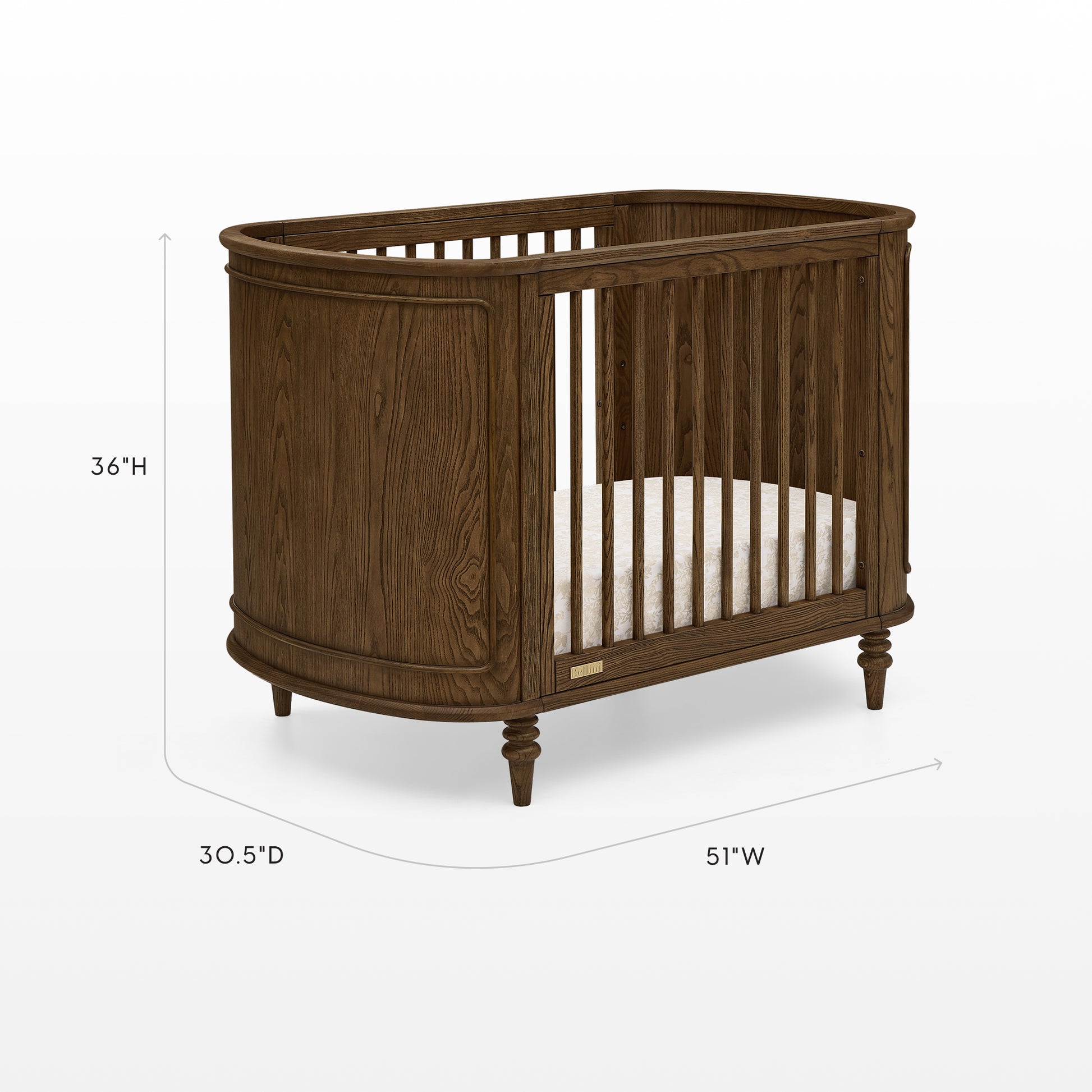 Provence 4-in-1 Oval Convertible Crib & Breathable Luxury Mattress - Deep Brown Ash - Product image 23