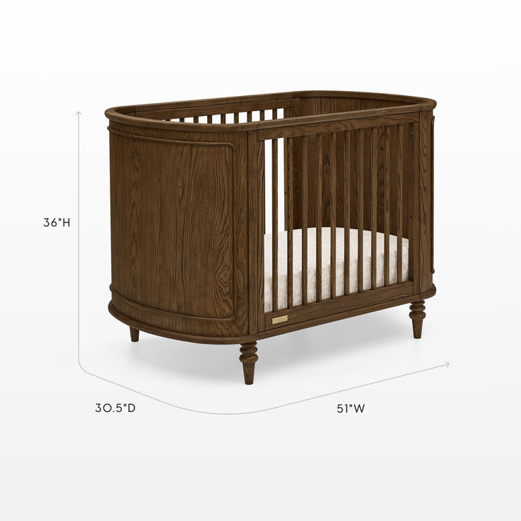 Provence 4-in-1 Oval Convertible Crib & Breathable Luxury Mattress - Deep Brown Ash - Media 45485880312100